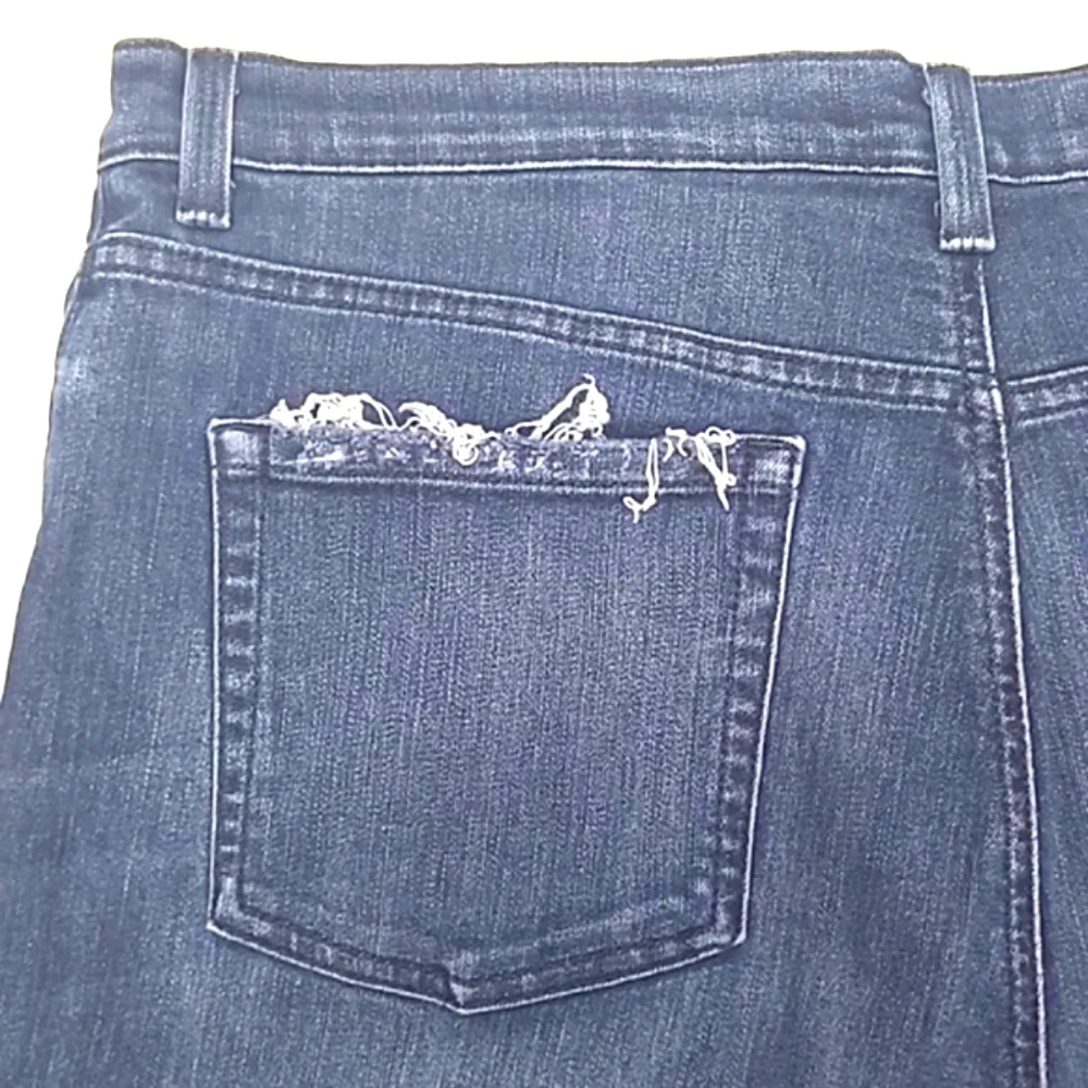 Gloria Vanderbilt Distressed Jeans High Waist Rise Denim Whiskered Straight Leg